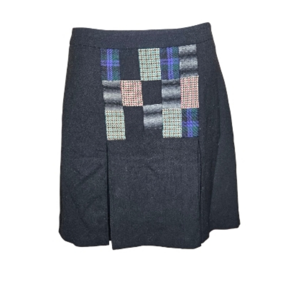 LAMB Fall 2008 Y2K plaid patchwork pleated wool skirt 4‎